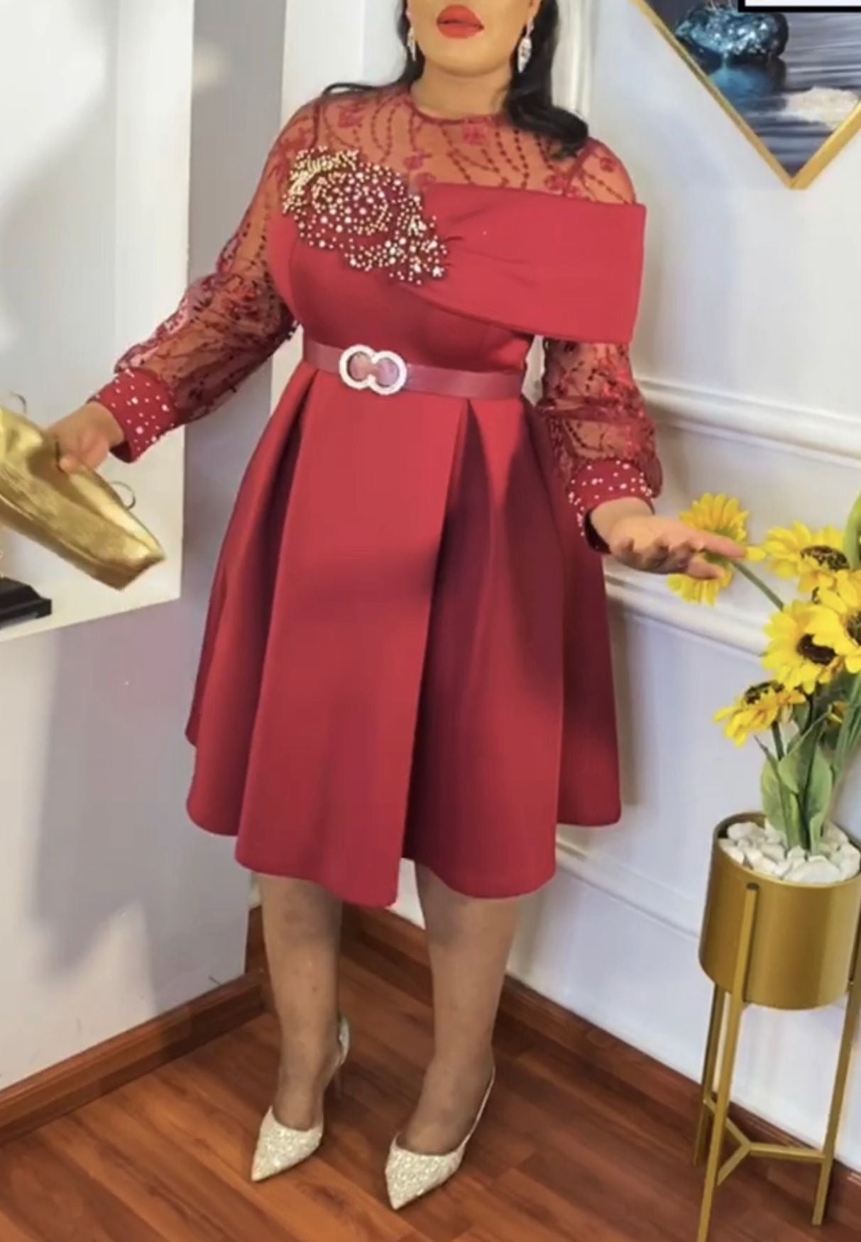 Classy burgundy Dress