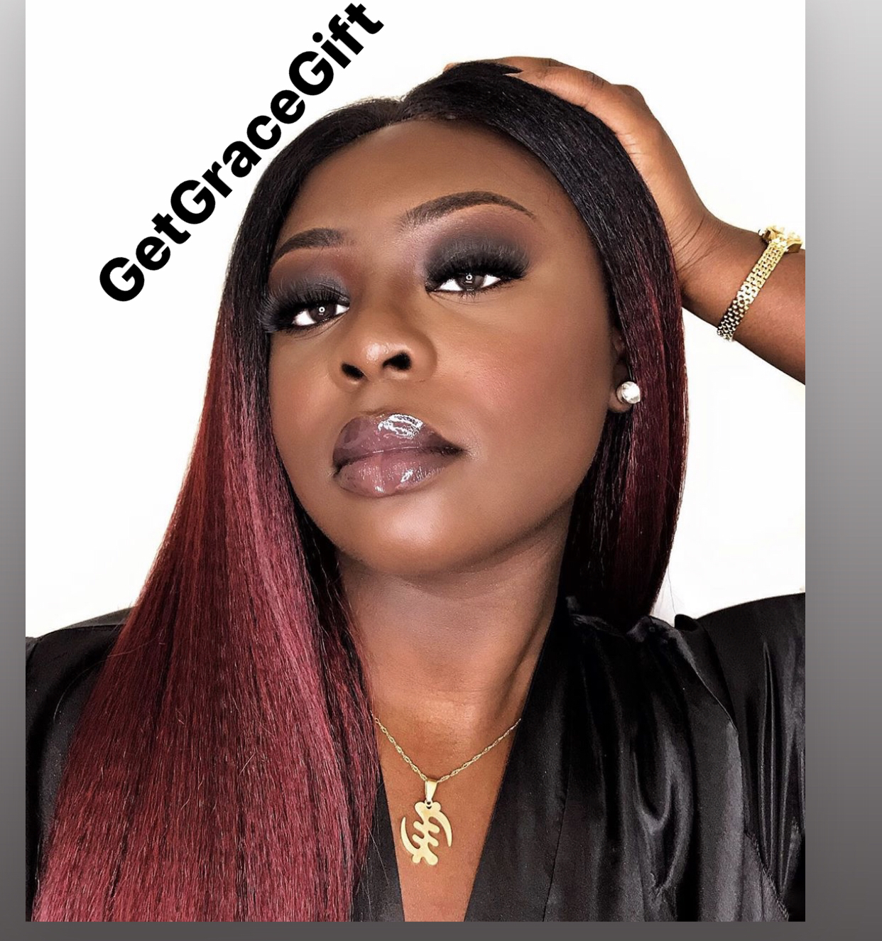 GetGraceGift Best Fibre Lace Front Wigs Straight Long 26inch 65cm Afro Lace Wig Baby Hair Heat Resistant Fiber 26 Inches Long