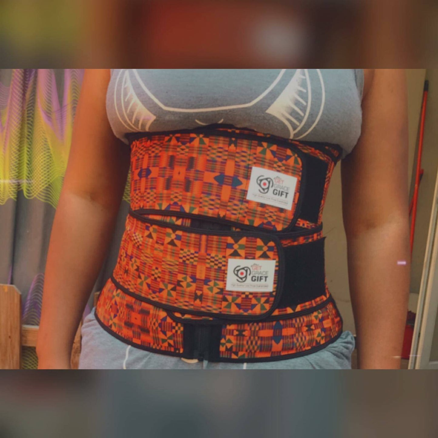 GetGraceGift Women Kente Latex Corset Waist Trainer Best Quality