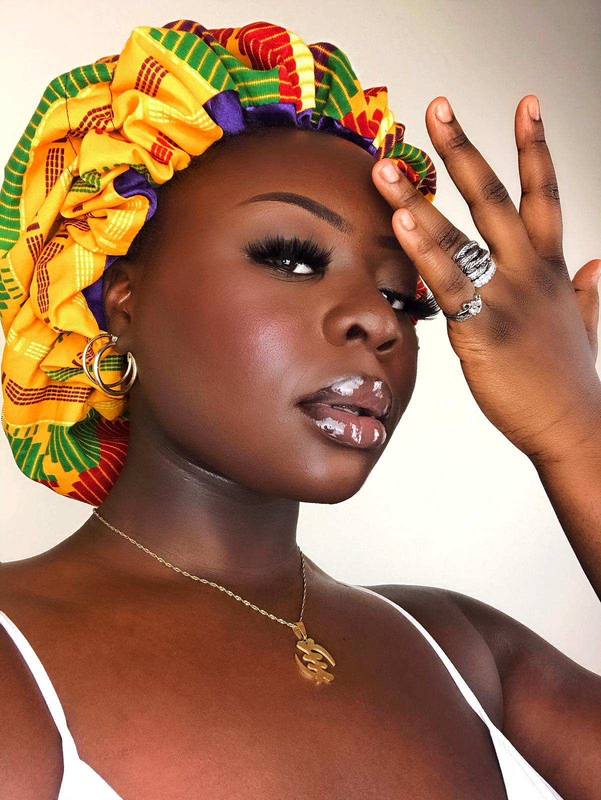 GetGraceGift Kente Ankara Satin African Print Hair Bonnet