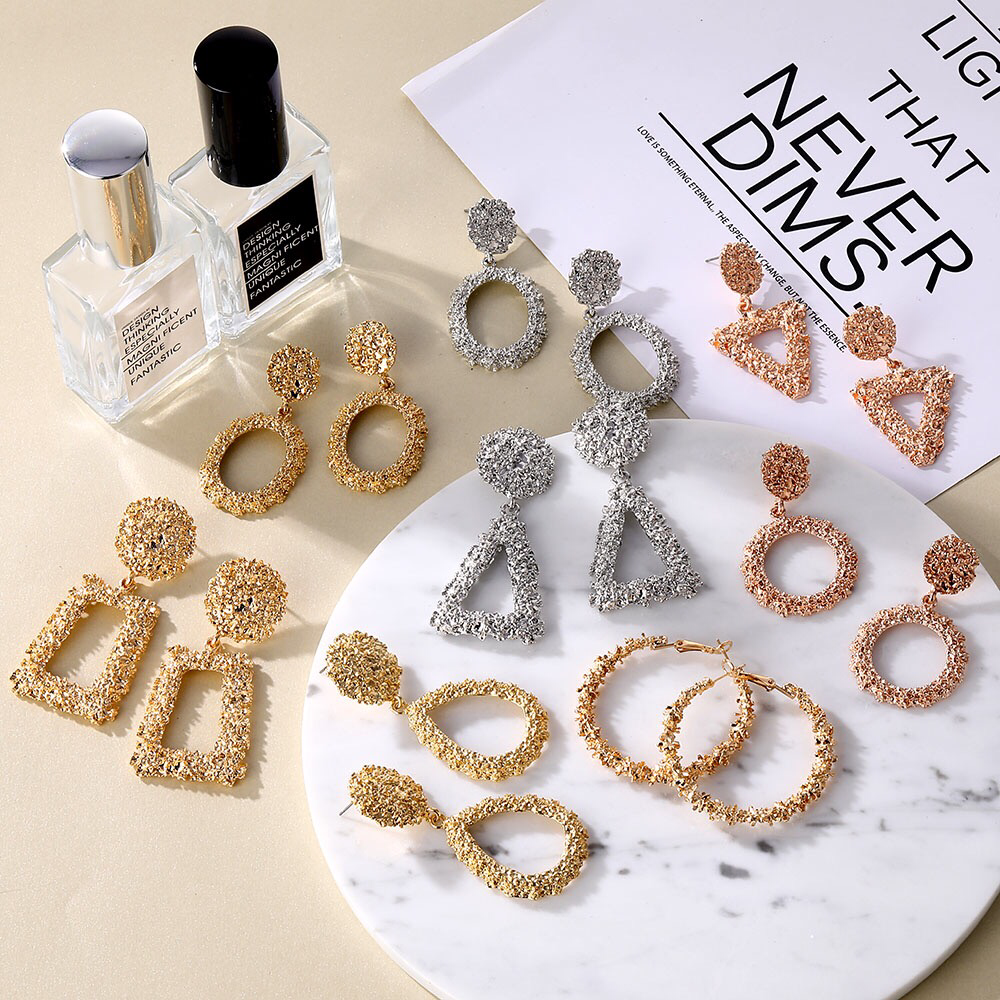 GetGraceGift fashion big earrings metal geometric earrings