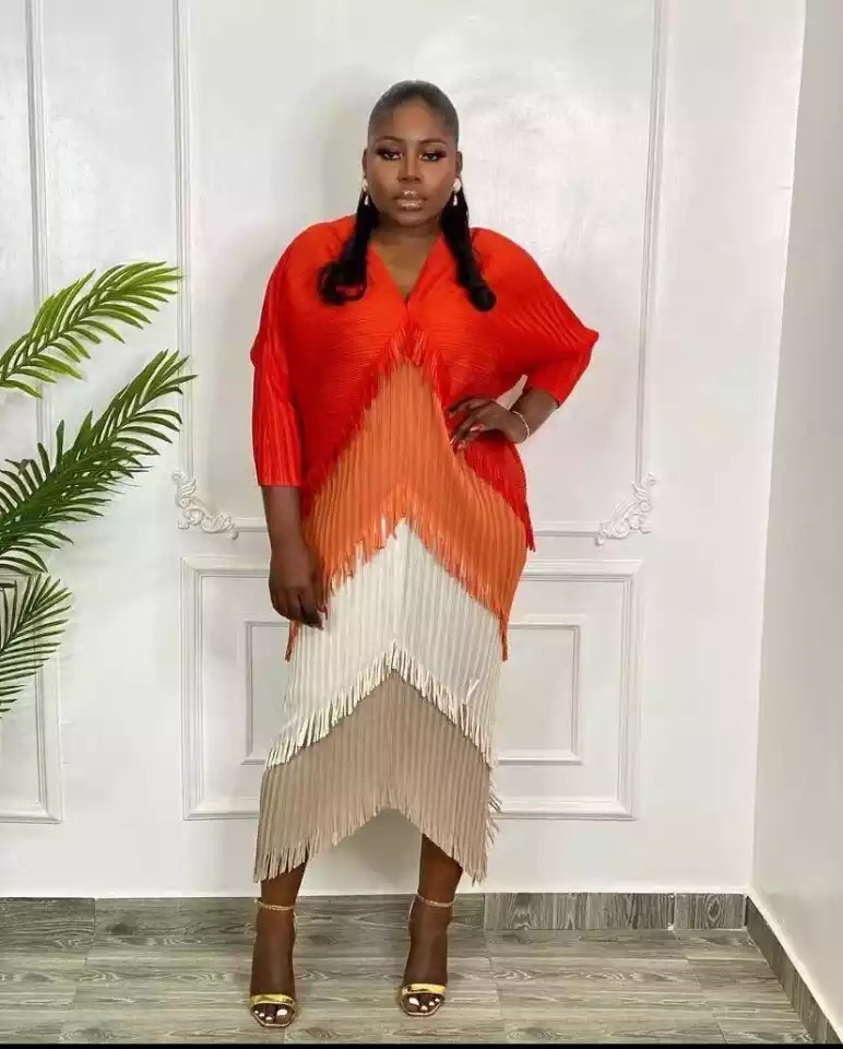 GetGraceGift Tassel Colourful Miyake Dress