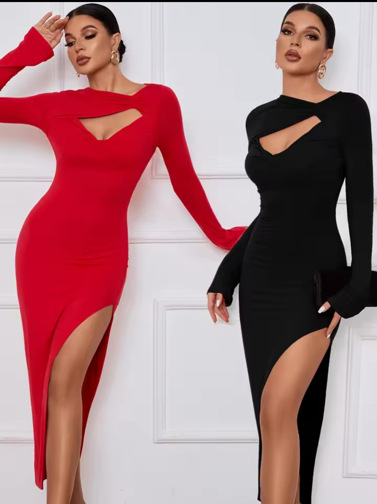 Slim Fit Waist Hugging Tight Red Dress