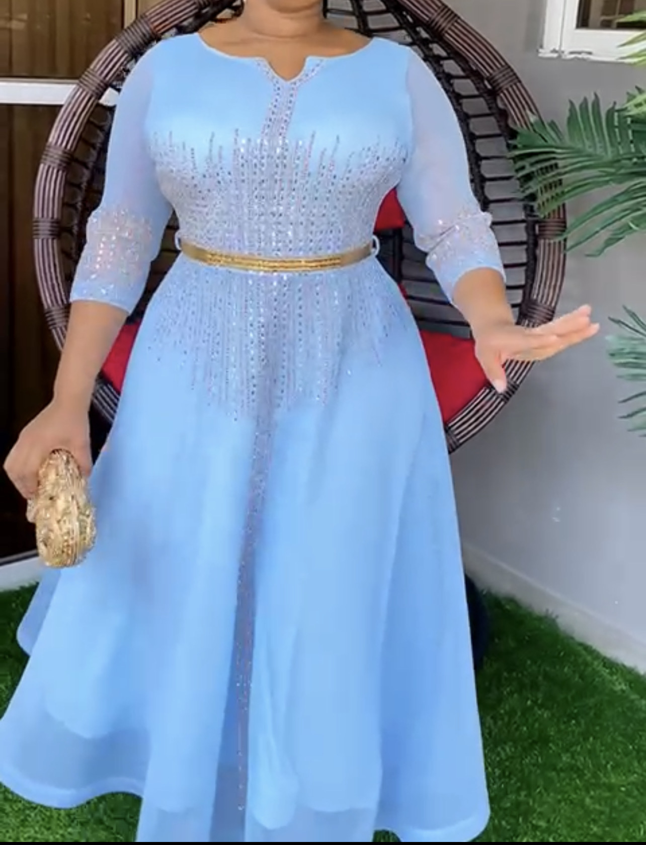 GetGraceGift Sky blue maxi dress