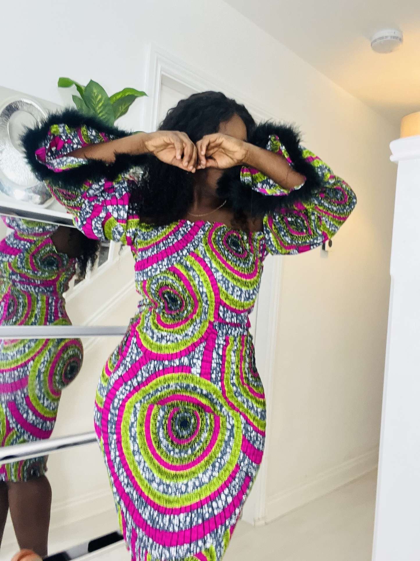 Richard’s fur African print dress