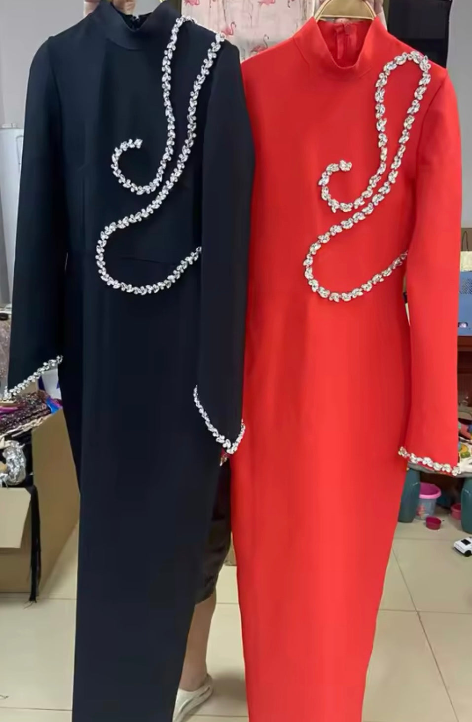 GGG Crystal Bodycon Long Bandage Dress