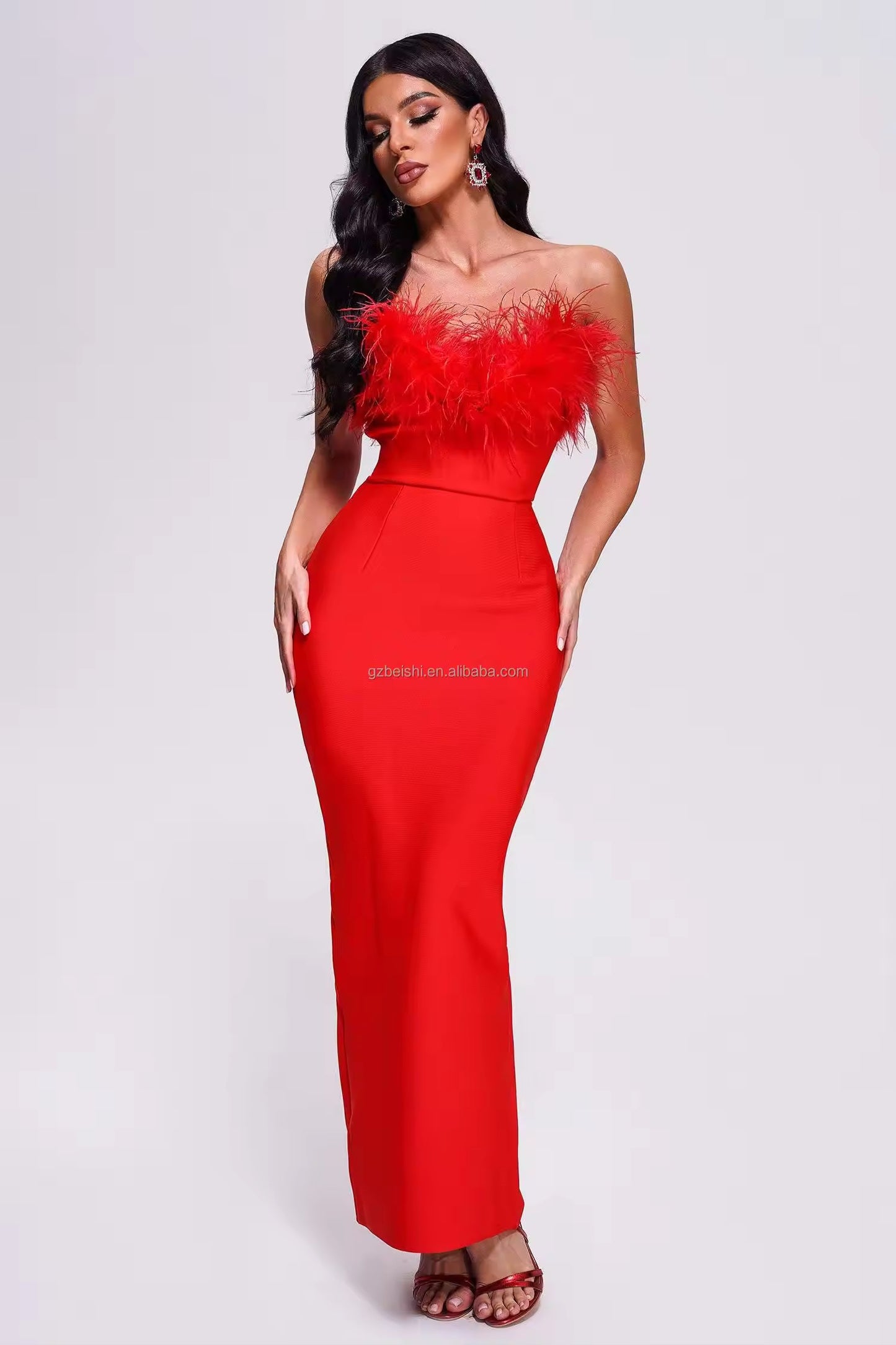 GetGraceGift Red Bodycon Lightweight Dress