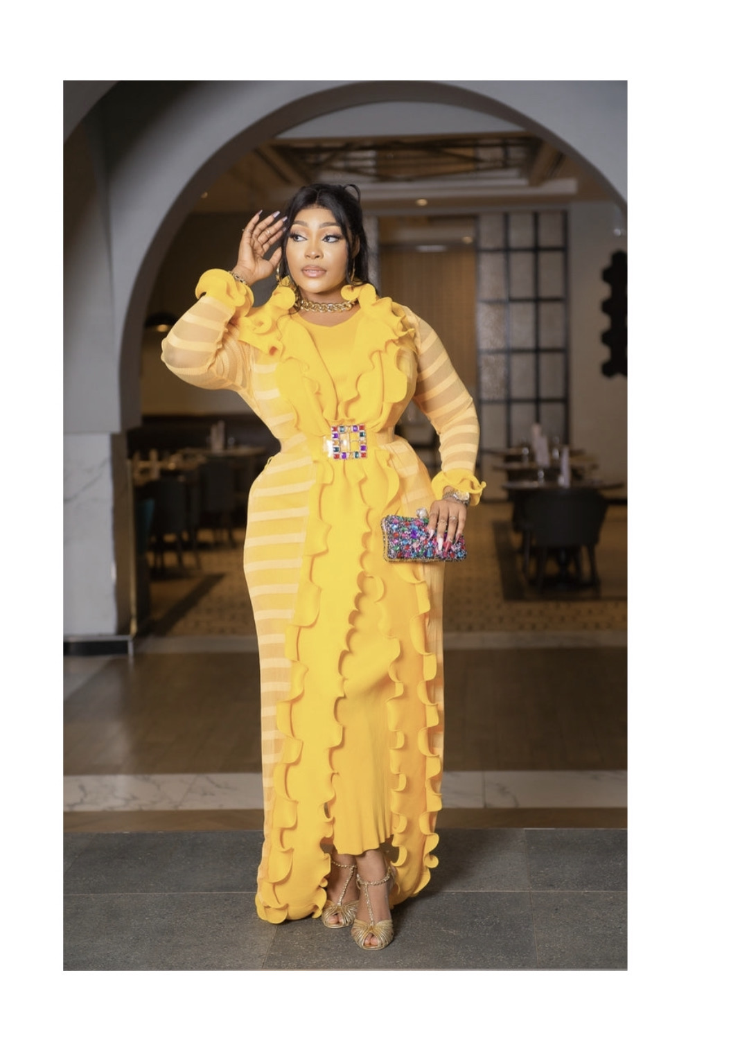 Queens Floor length 2 pieces Miyake Dress Set