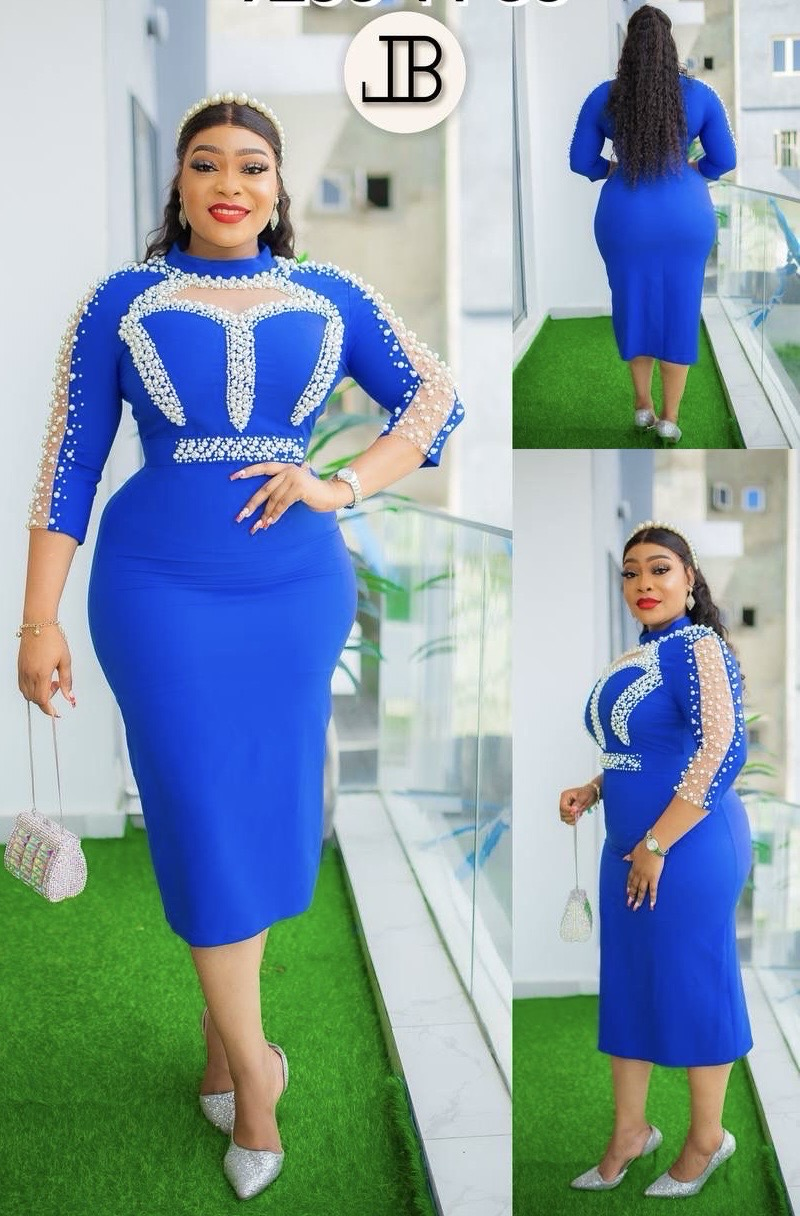 Royal Blue Beaded bodycon dress