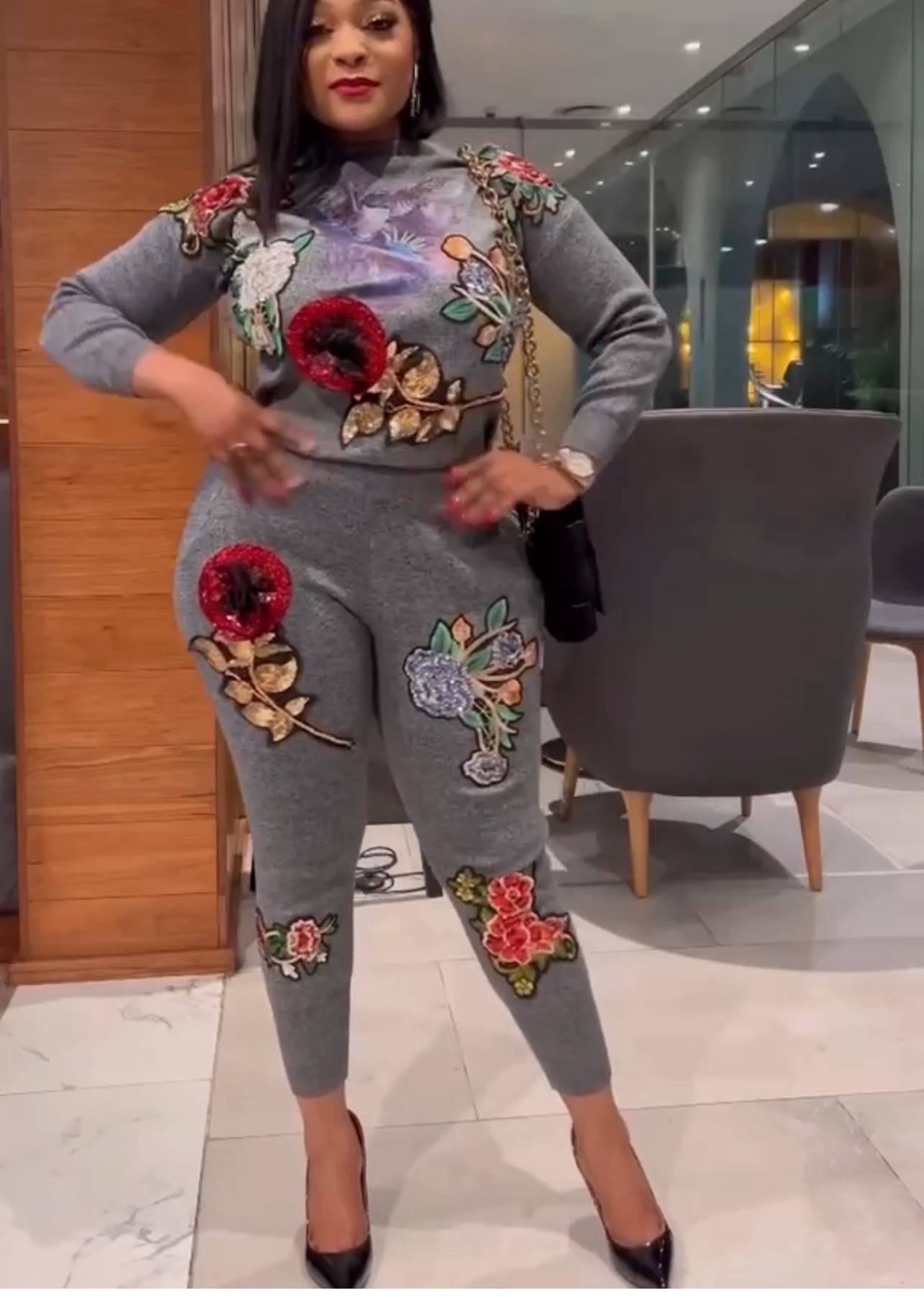 Grey Floral Classy set