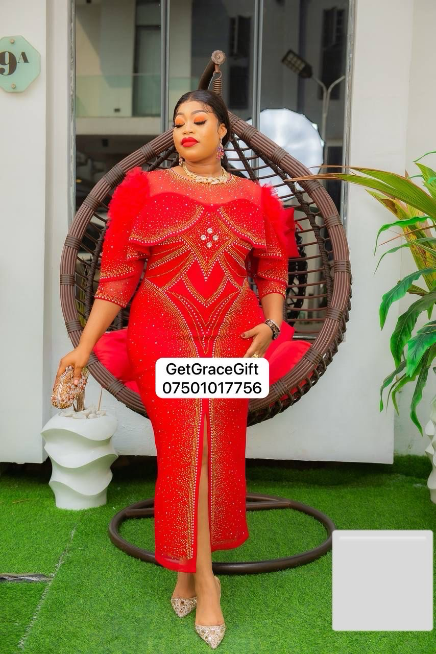 Red Stone Through Classy Dress