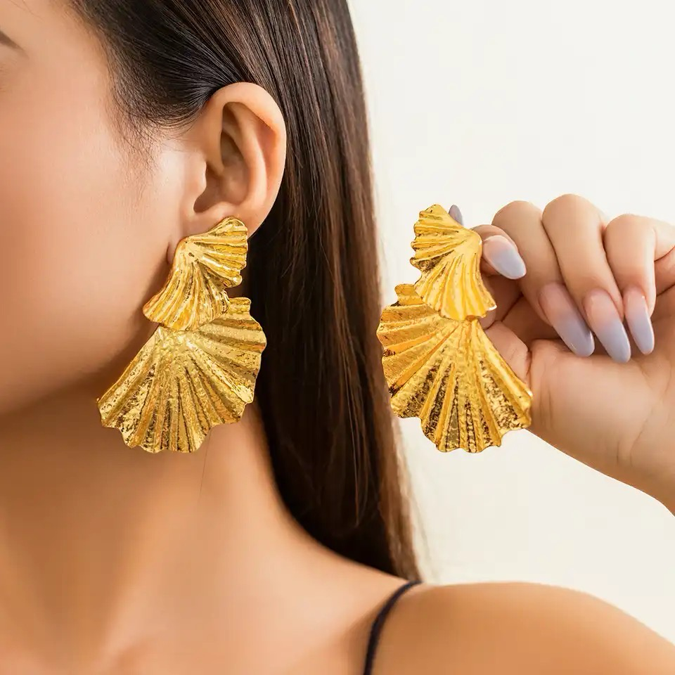 Girlish Golden Gold Earrings