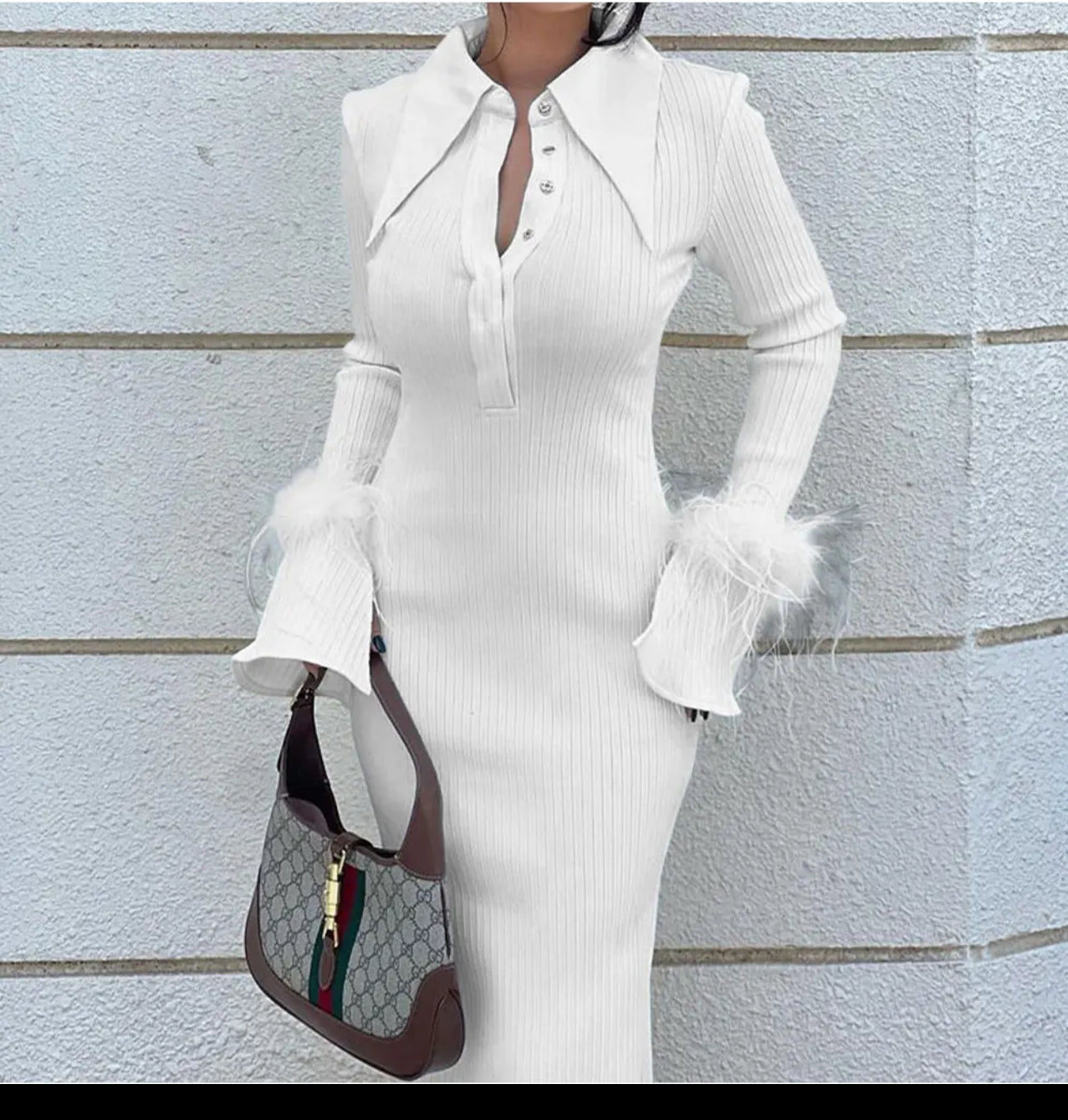 Maxi Dress Feather Flare Sleeve Dress