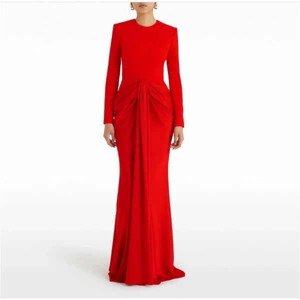 Classy Straight Shoulder Red Dress