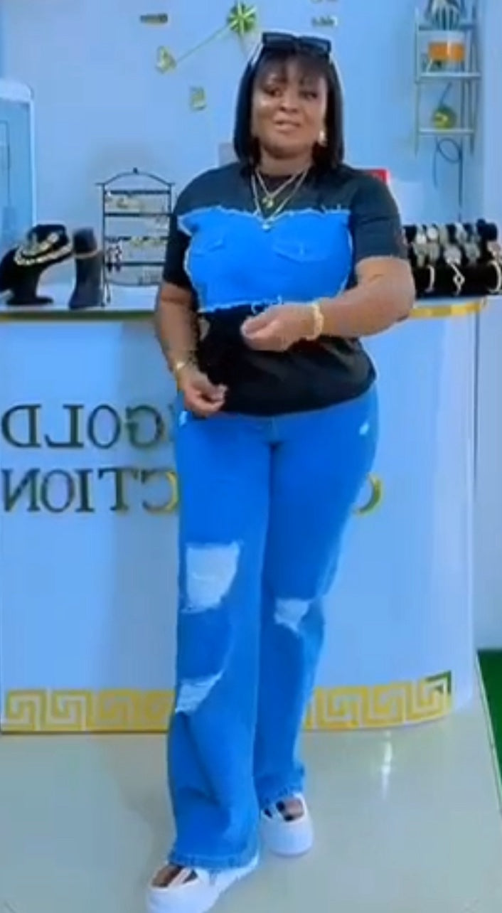 Black and Blue jeans set