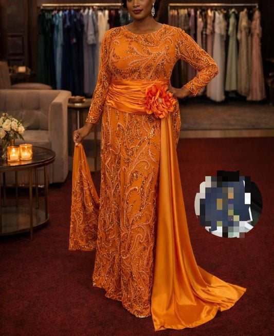 GetGraceGift Classy long Orange dress