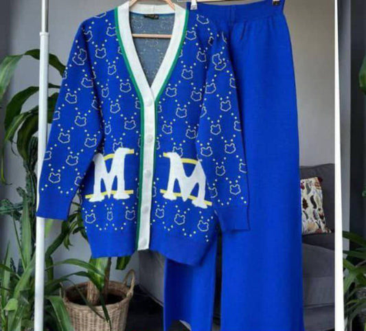 The two Piece Blue Cardigan Set