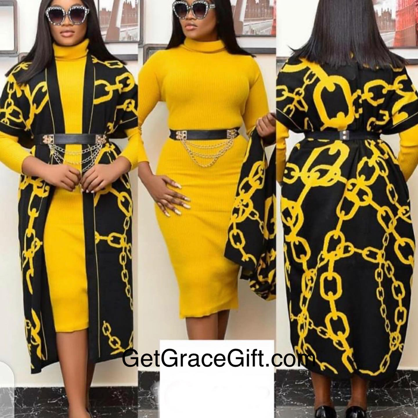 Chain Design Classy Winter Fashion Style Set
