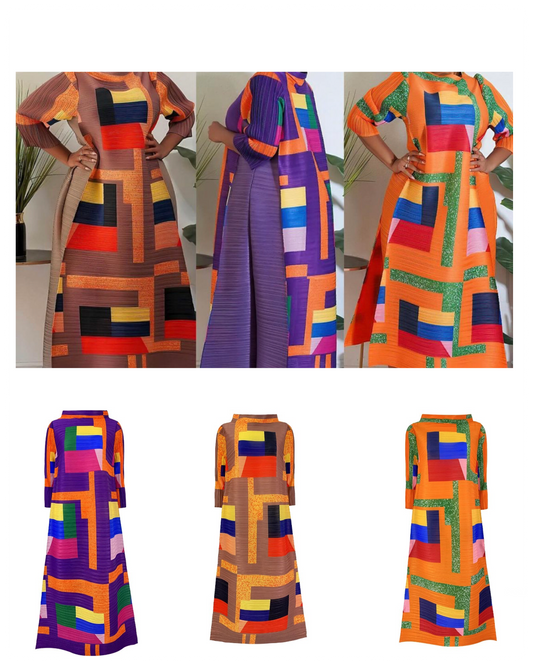 GetGraceGift Summer Best Selling Miyake  Pleated Long Gown