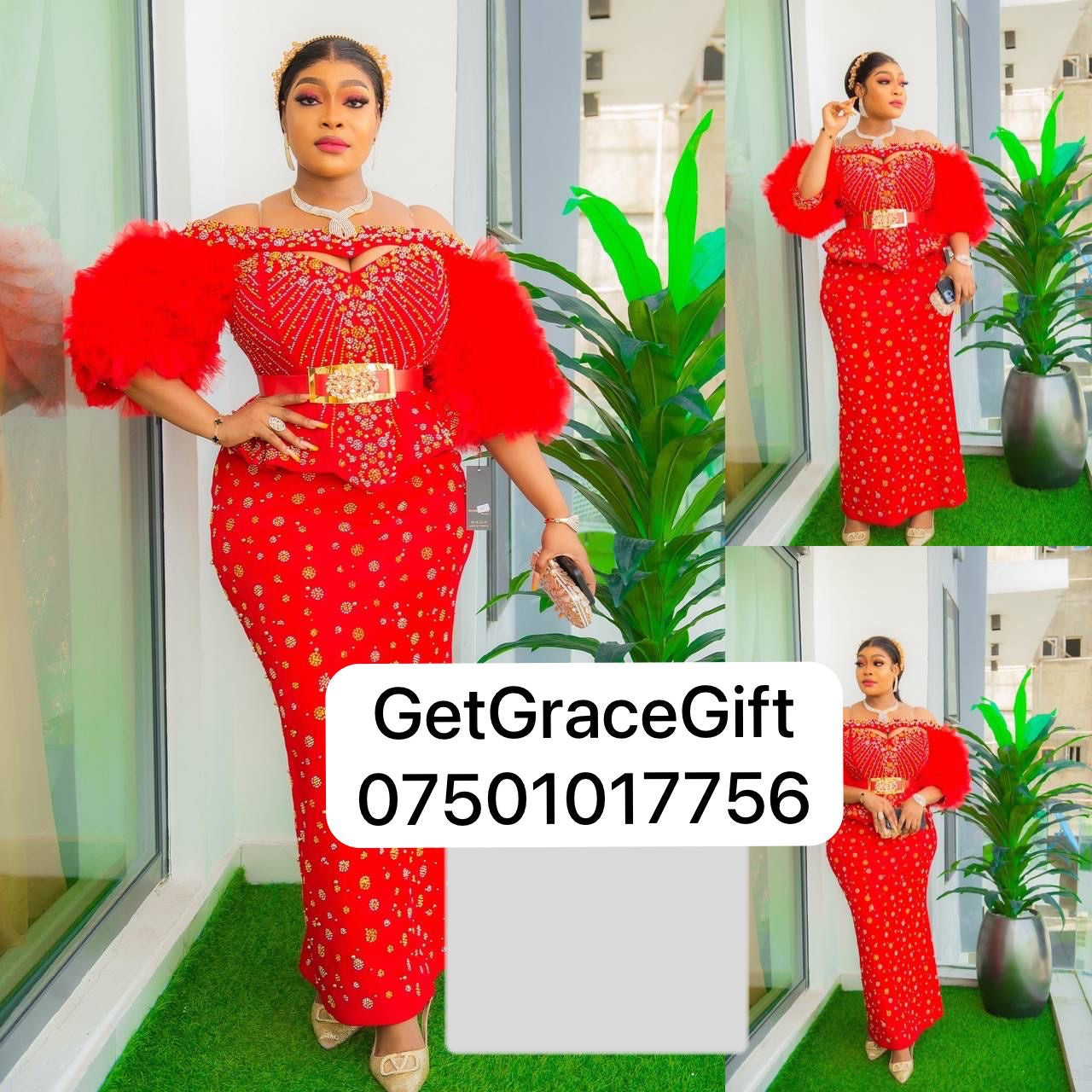 Queen lady’s stones dress set