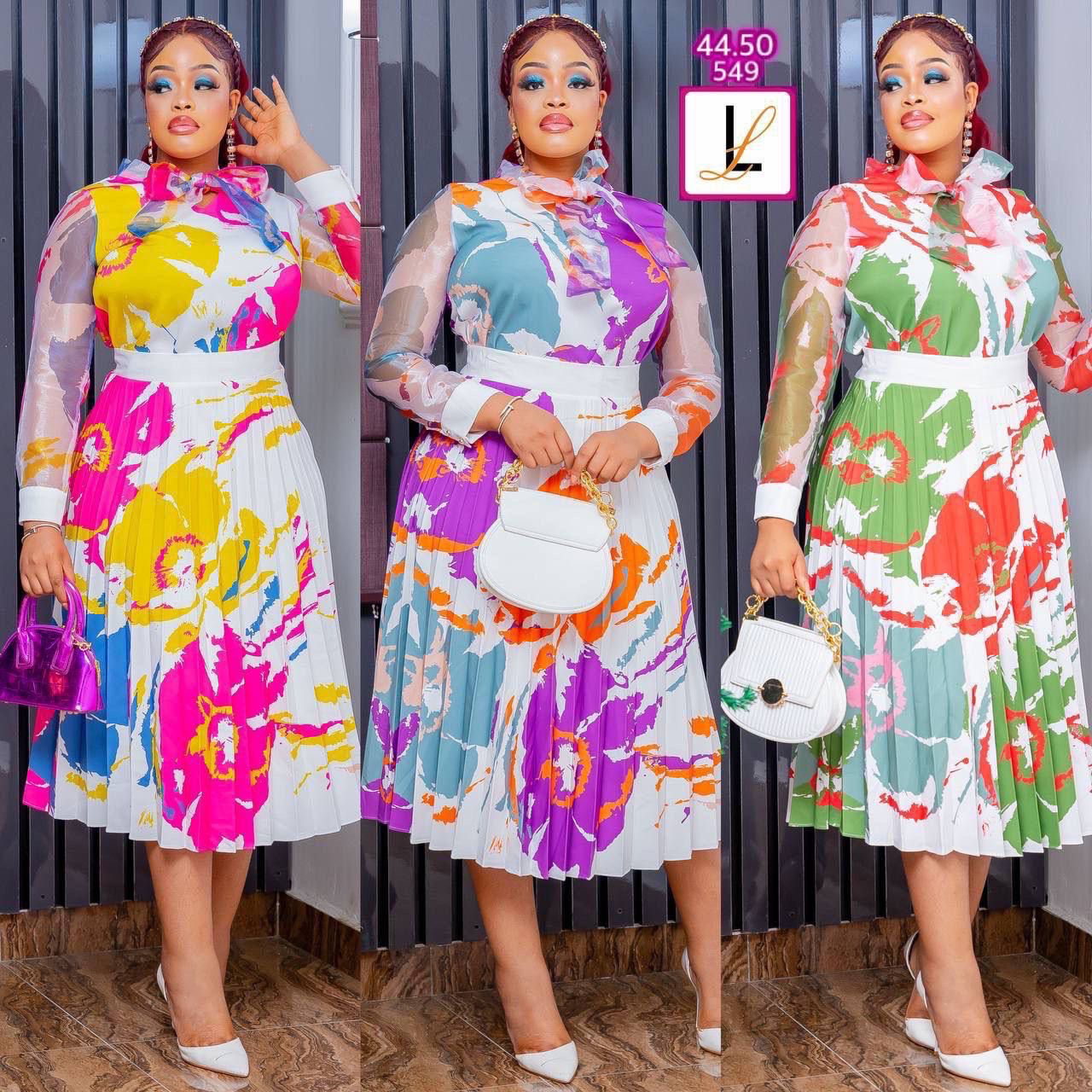 Colourful floral dress set