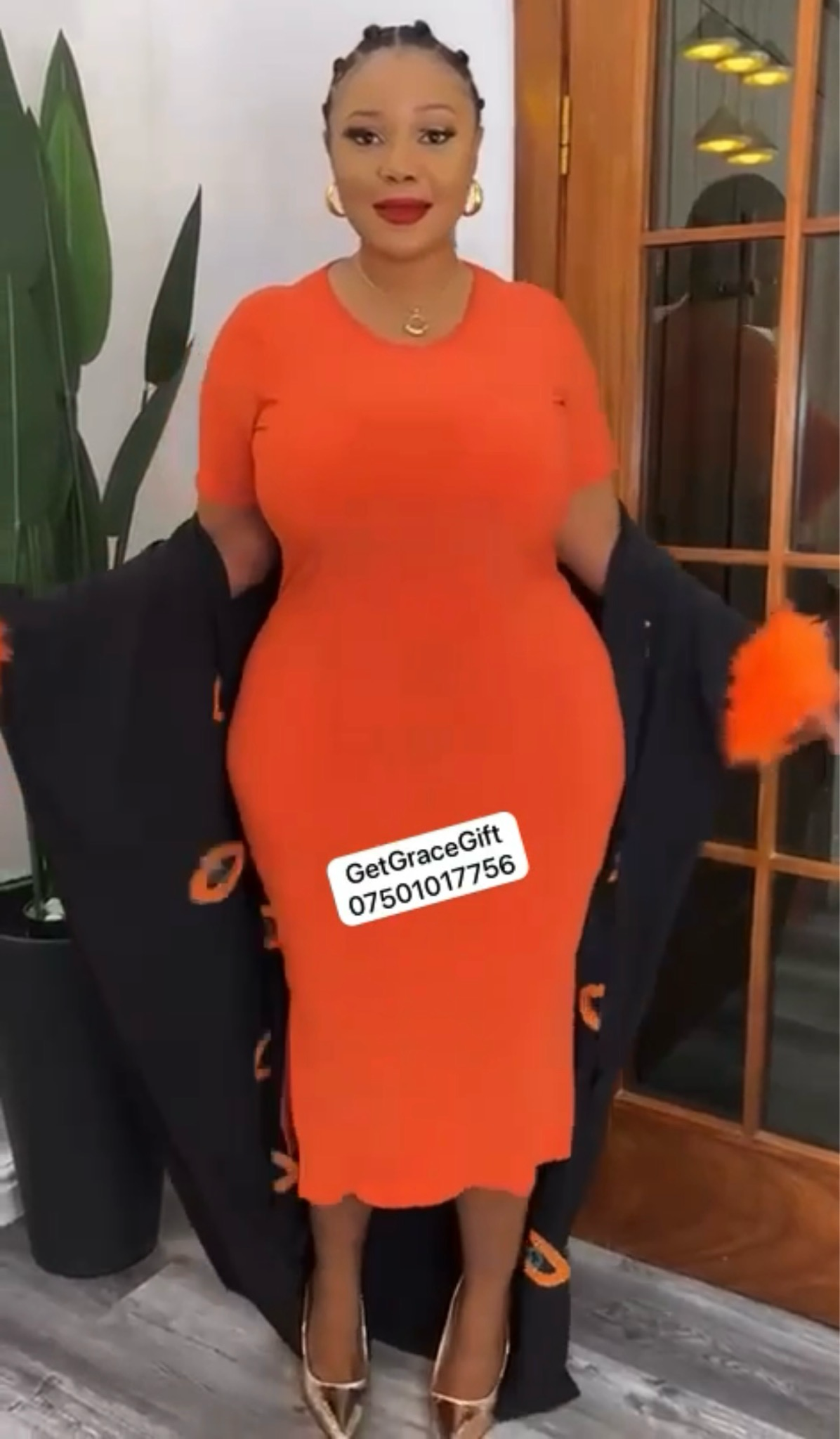 Orange and Black two piece set