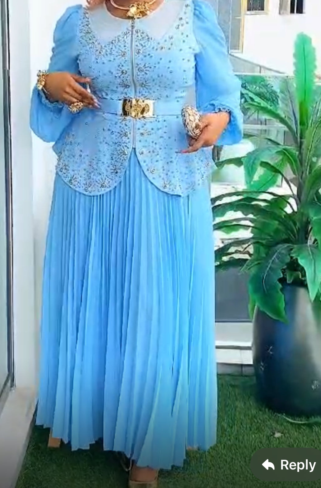 The Sky Blue Classy Peplum Dress