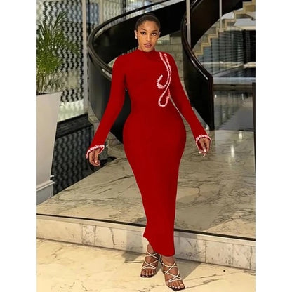 GGG Crystal Bodycon Long Bandage Dress
