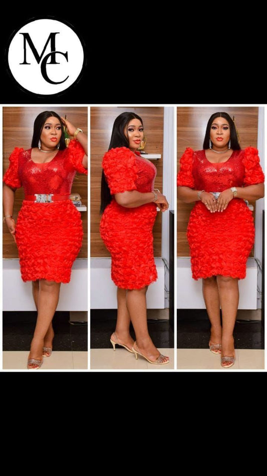 Classy Red Knee Length Dress