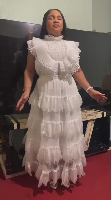 GetGraceGift White Frill Long Dress