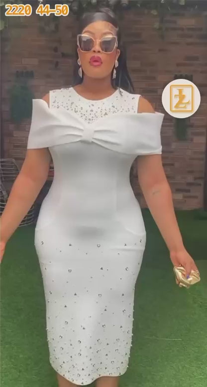 White crystal bodycon Dress
