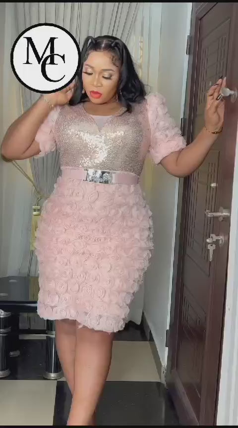 Peach Colour Feather classy dress