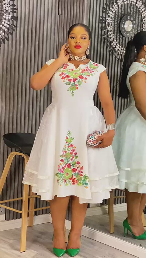 White Floral Lxury Dress