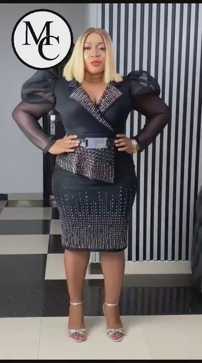 The Queen’s Green and Black Classy Dress Knee Length
