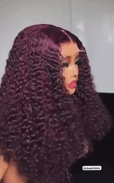 Burgundy Curly Wig